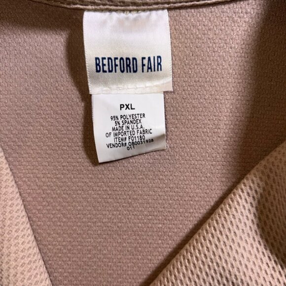Bedford Fair Women PXL Tan Blazer 3 Button Texture Office Business Jacket (T) - Picture 5 of 7